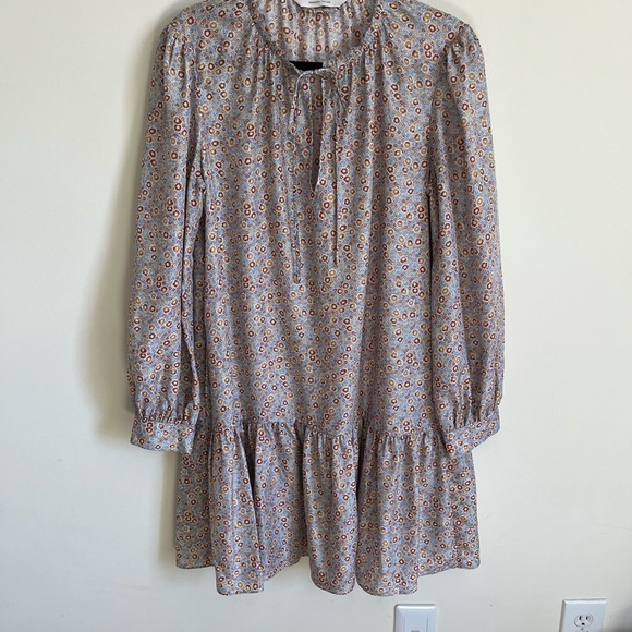 Rebecca Taylor Violet Fleur Silk Mini Dress Blue Combo size Med - Picture 3 of 16